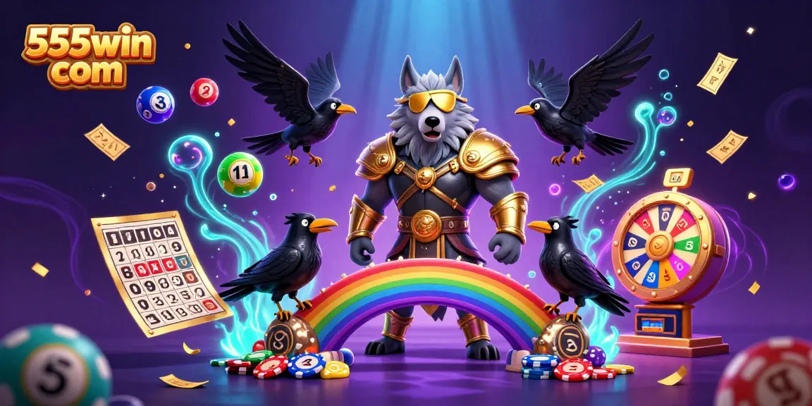 Engage with the exciting world of 555win com featuring Odin and dynamic gaming elements amidst a dazzling casino backdrop.