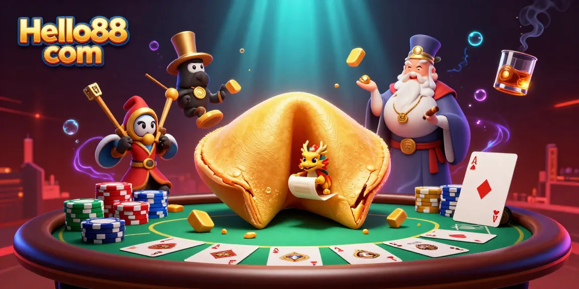 Engage in thrilling gameplay at Hello88 com with vibrant casino characters, floating poker chips, and ambient neon lighting.